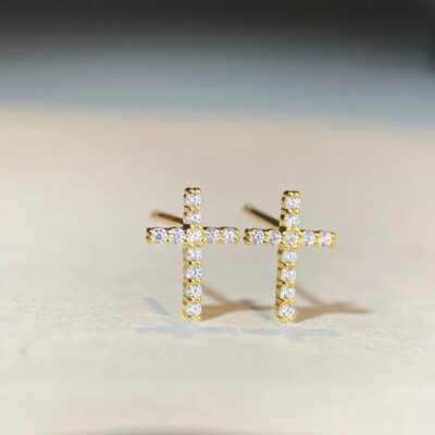 Aretes Grandes Cruz Dorados